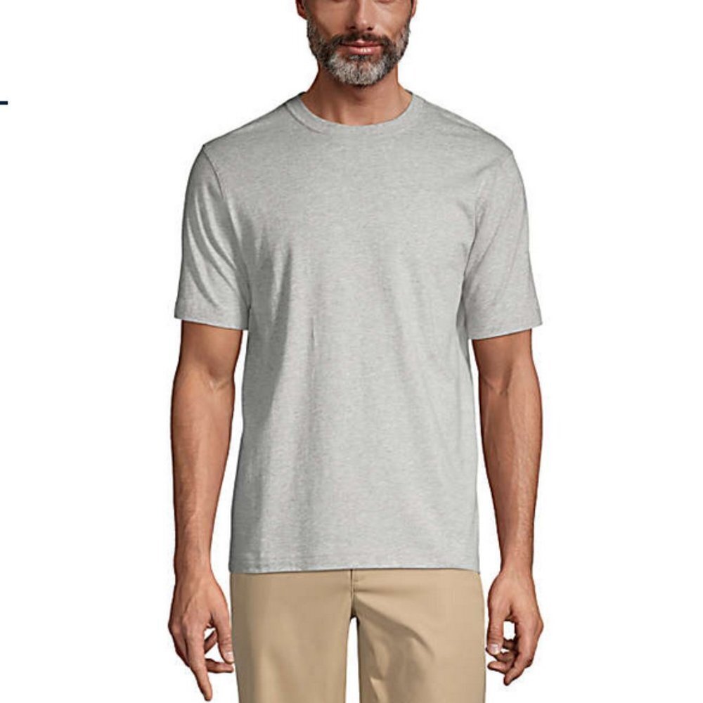 Land's End Men's 3 Pack Short Sleeve Crew Neck 100% Cotton Essential T-shirt - S